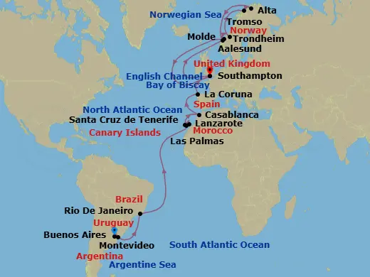 Itinerary schematic diagram