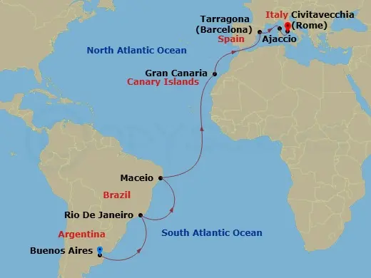 Itinerary schematic diagram