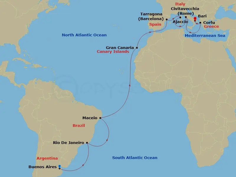 Itinerary schematic diagram