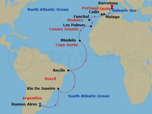 Itinerary schematic diagram