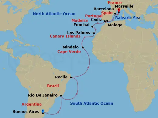 Itinerary schematic diagram