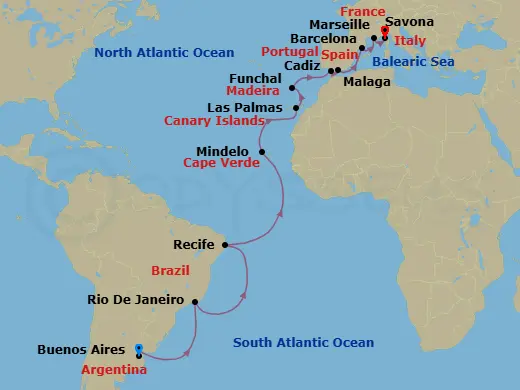 Itinerary schematic diagram