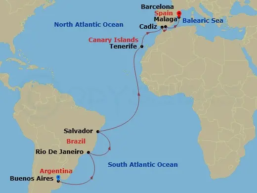 Itinerary schematic diagram
