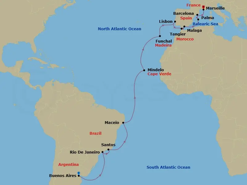 Itinerary schematic diagram