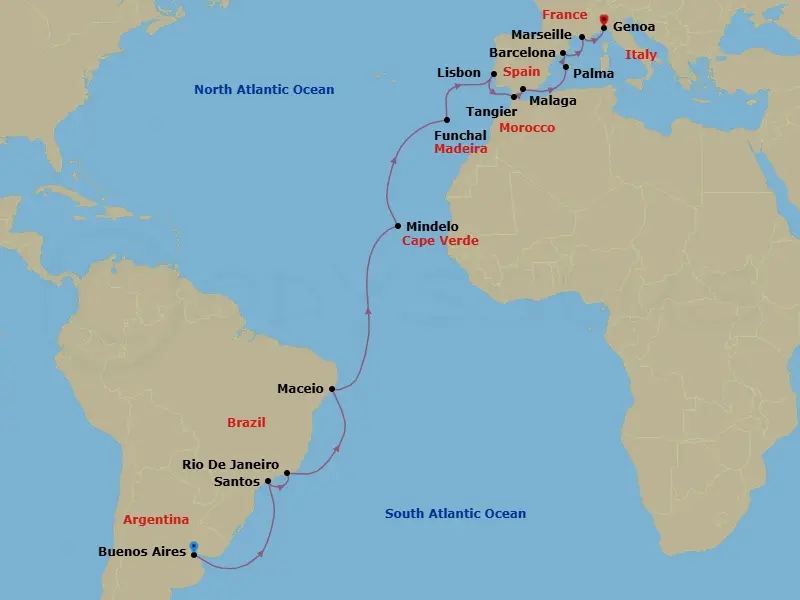 Itinerary schematic diagram