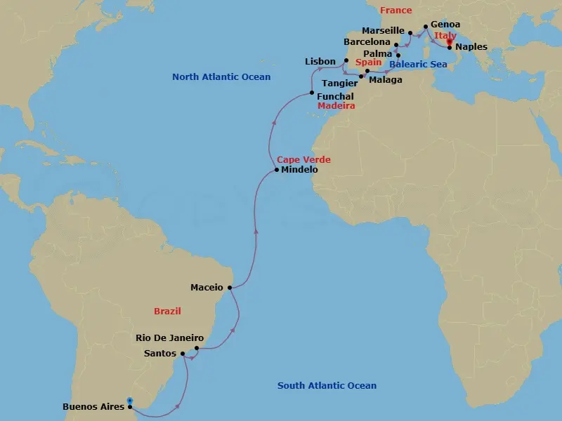 Itinerary schematic diagram