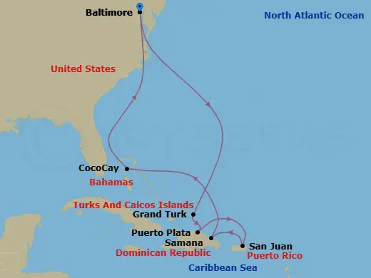 Itinerary schematic diagram