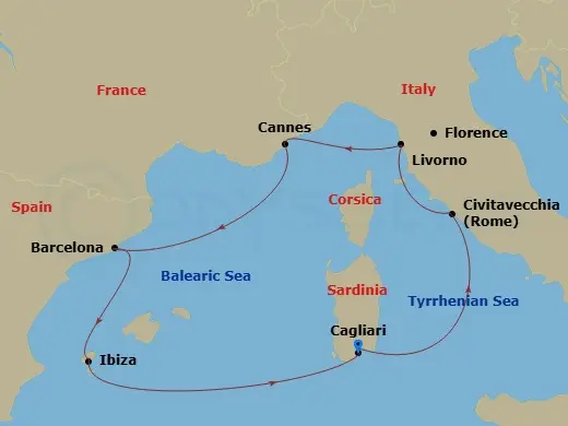 Itinerary schematic diagram