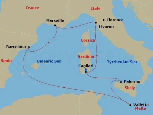 Itinerary schematic diagram