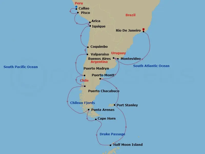 Itinerary schematic diagram