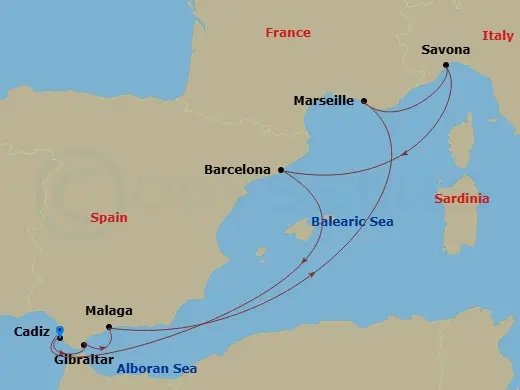 Itinerary schematic diagram