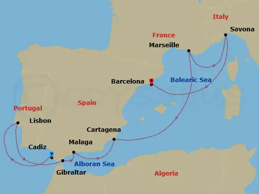 Itinerary schematic diagram