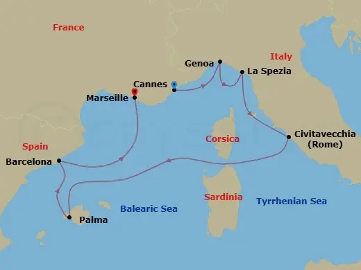 Itinerary schematic diagram
