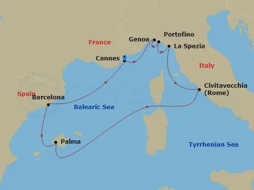 Itinerary schematic diagram