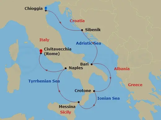 Itinerary schematic diagram