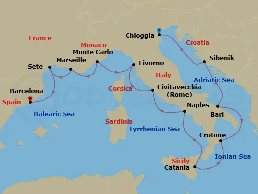 Itinerary schematic diagram