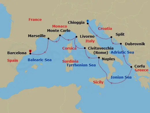 Itinerary schematic diagram