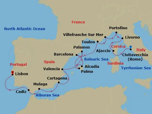 Itinerary schematic diagram