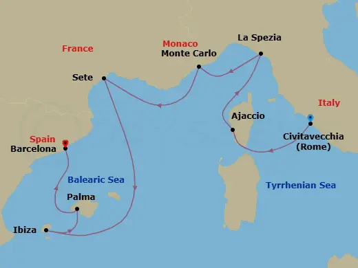 Itinerary schematic diagram