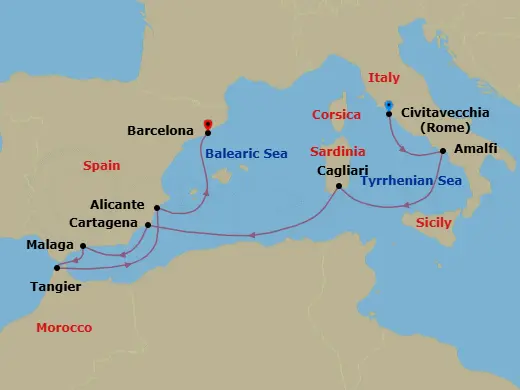 Itinerary schematic diagram