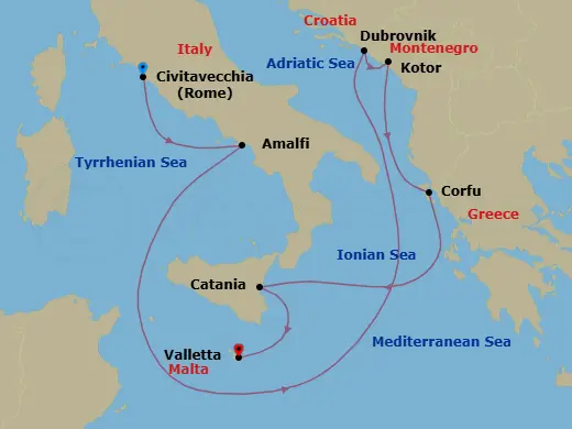 Itinerary schematic diagram