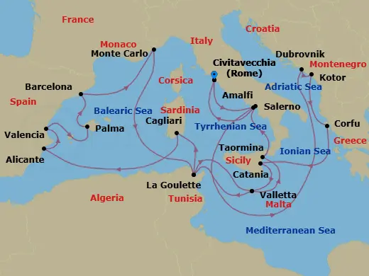 Itinerary schematic diagram