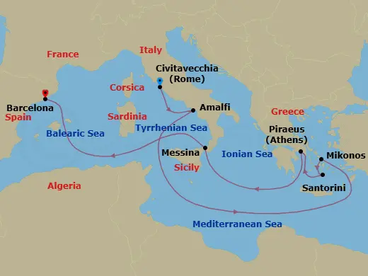 Itinerary schematic diagram