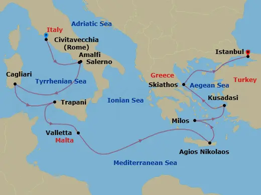 Itinerary schematic diagram