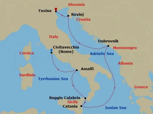 Itinerary schematic diagram