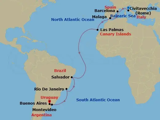 Itinerary schematic diagram
