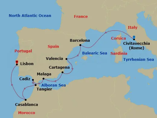 Itinerary schematic diagram