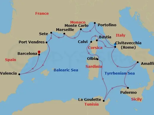 Itinerary schematic diagram