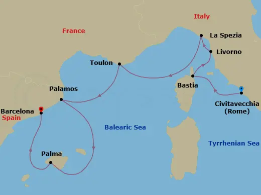 Itinerary schematic diagram