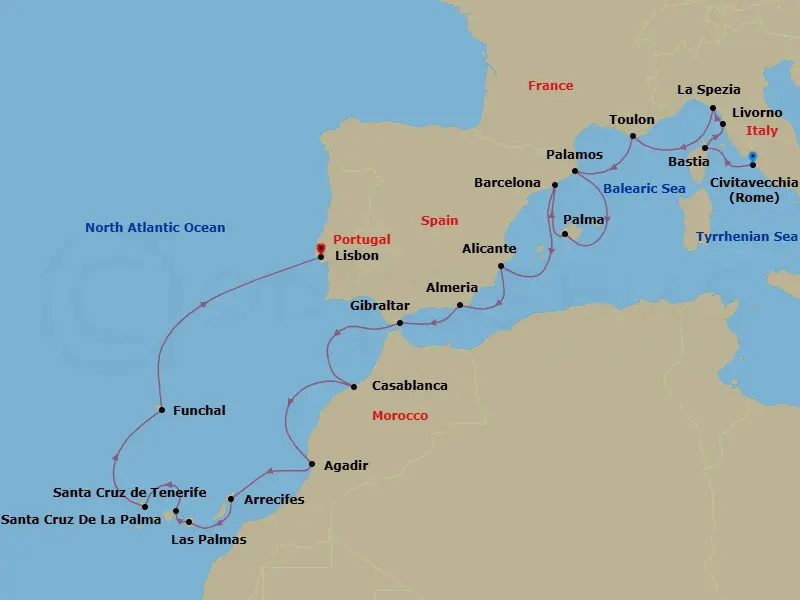 Itinerary schematic diagram