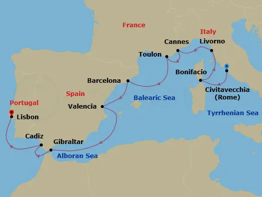 Itinerary schematic diagram