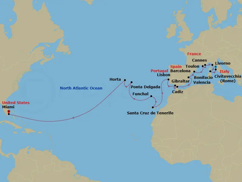 Itinerary schematic diagram