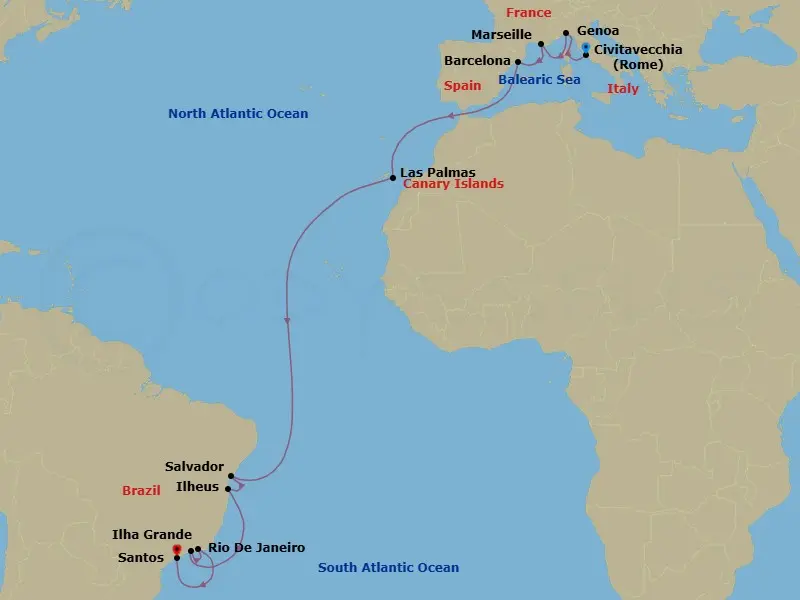 Itinerary schematic diagram