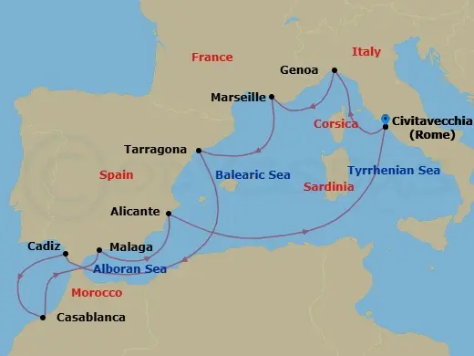Itinerary schematic diagram