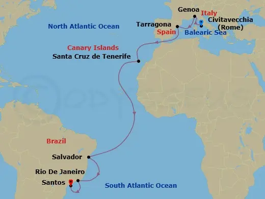 Itinerary schematic diagram