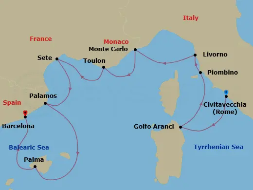 Itinerary schematic diagram