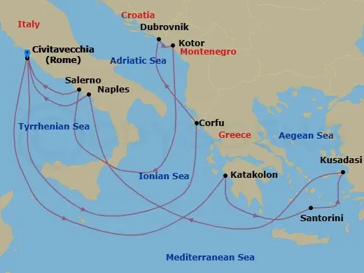 Itinerary schematic diagram