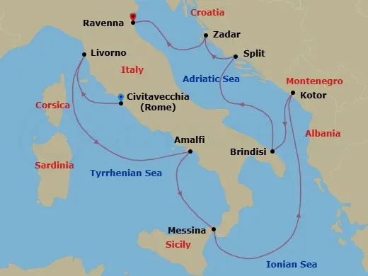 Itinerary schematic diagram