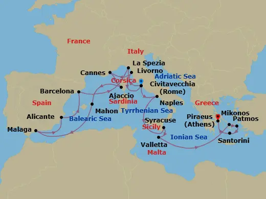 Itinerary schematic diagram