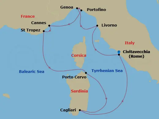 Itinerary schematic diagram