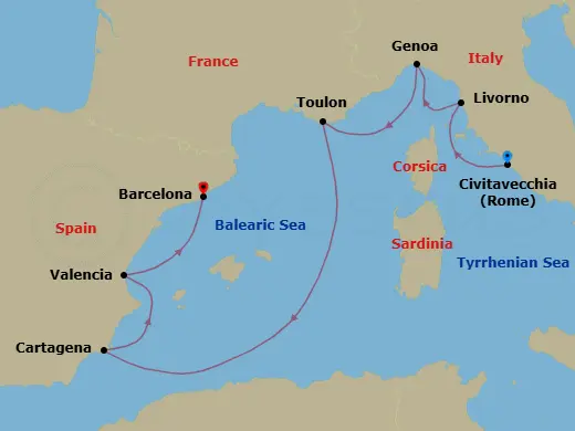 Itinerary schematic diagram