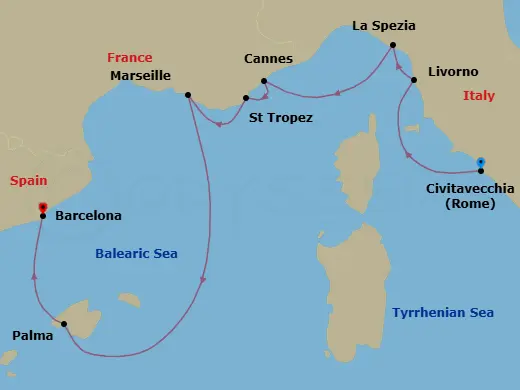 Itinerary schematic diagram