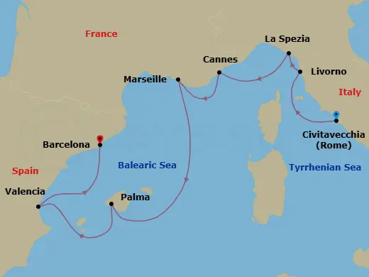 Itinerary schematic diagram