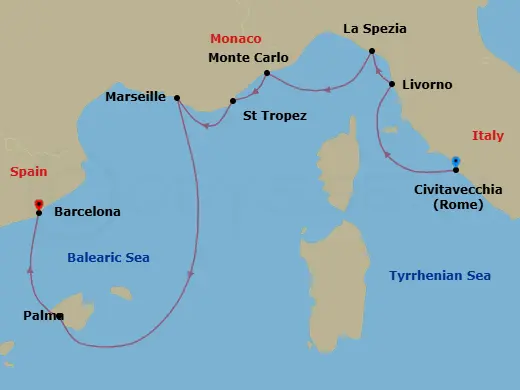 Itinerary schematic diagram