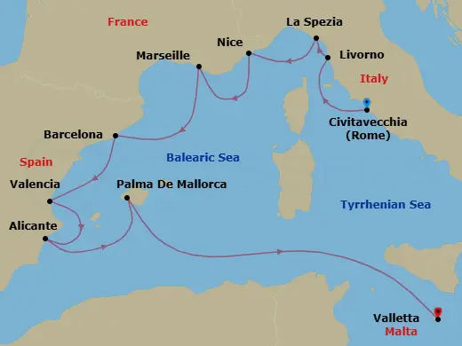 Itinerary schematic diagram