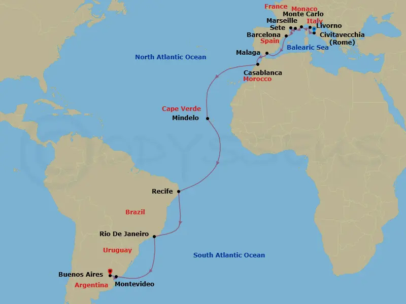 Itinerary schematic diagram